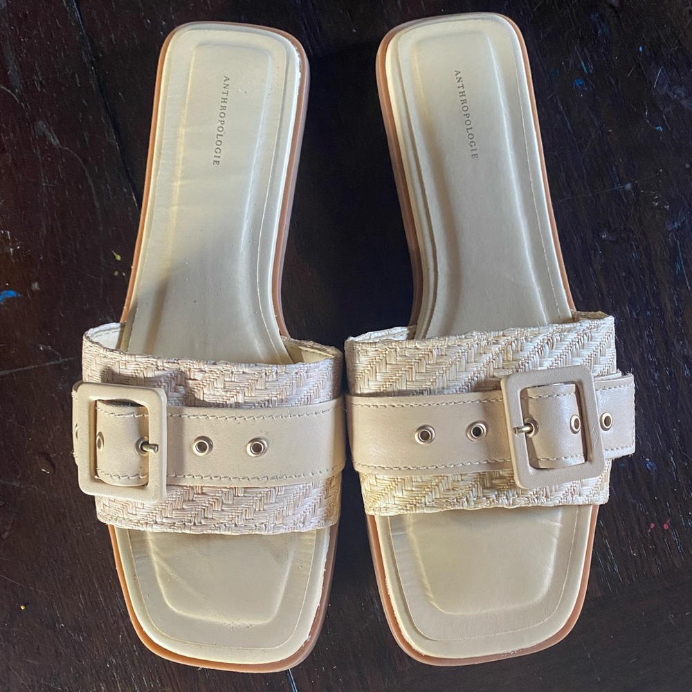 Anthropologie buckle slides